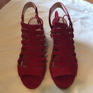 Red suede stacked heel Vince Camuto